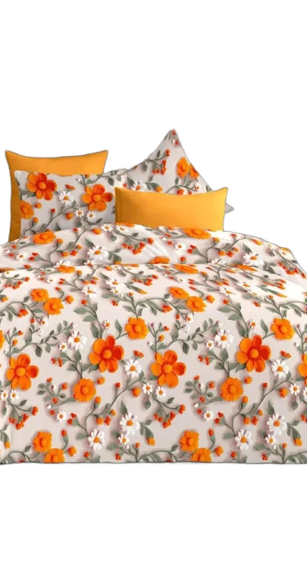 Colorful floral bed sheet with pillows, online ethnic store in India